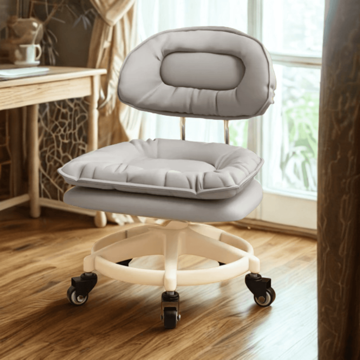 PU Leather Multi-Purpose Soft Padded Stool with 360 Rotation