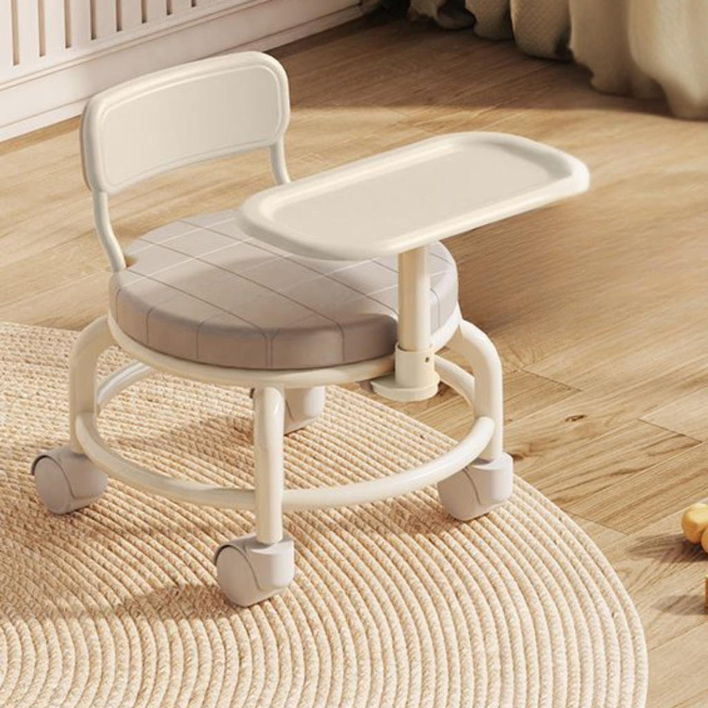360° Swivel Wheels Baby Dining Chair with Tray