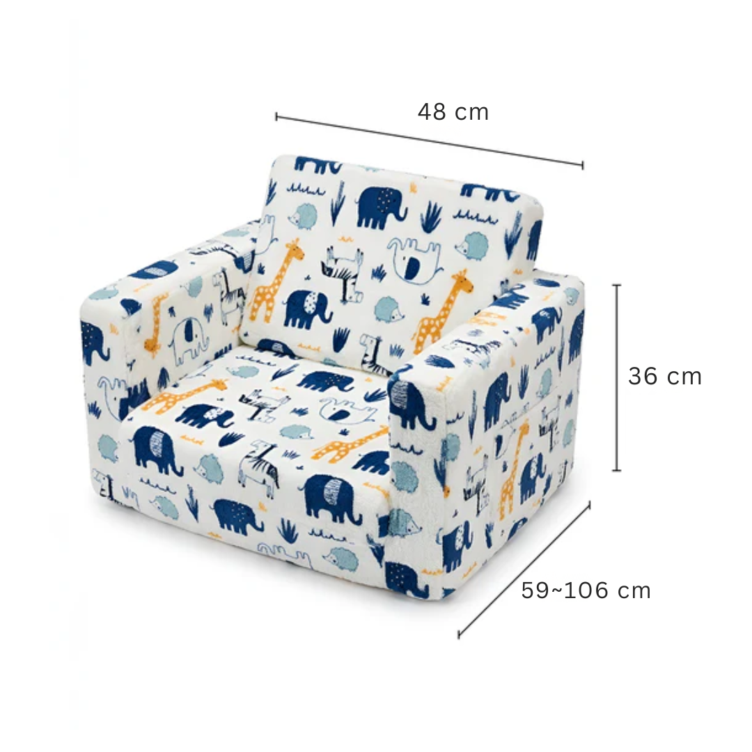 Soft Plush Kids Armchair Sofa Cum Bed with Side Pocket Design