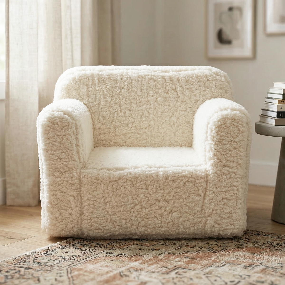 Cozy Fleece Kid's Reading Sofa with Removable Washable Cover and Soft Foam