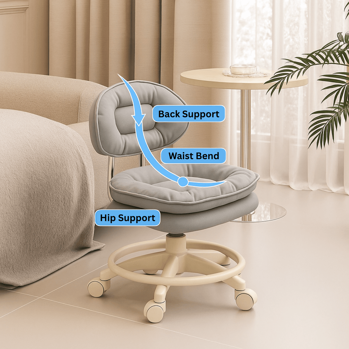 PU Leather Multi-Purpose Soft Padded Stool with 360 Rotation