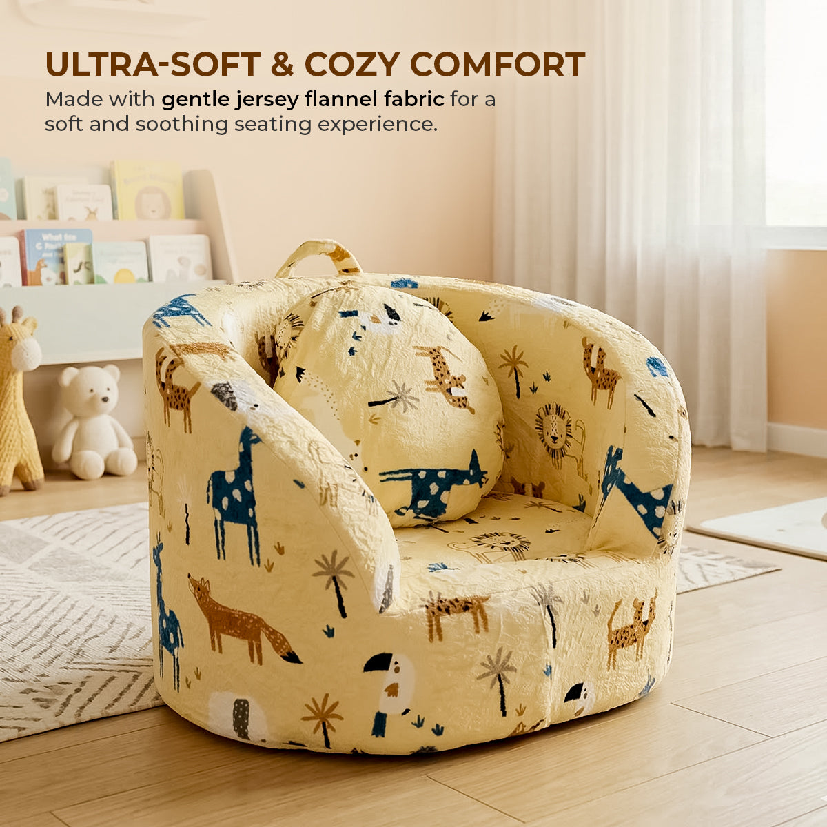 Soft Cushioned Kid’s Lounge Sofa Chair with Safari Design